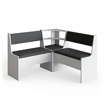 Vicco Dining room corner bench Roman, White/Anthracite, 120 x 120 cm Without table