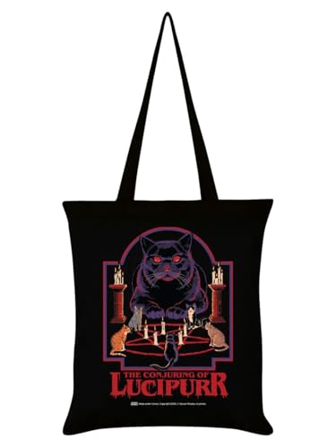 Bolsa de mano negra Steven Rhodes Lucipurr de tela resistente para el día a día