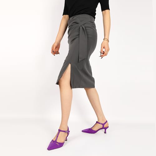 SAMMITOP Womens Kitten Heels T Strap Closed Pointed Toe Pumps Low Heel Ankle Strap Wedding Party Evening Dance Dress Shoes 2.5 Inches3