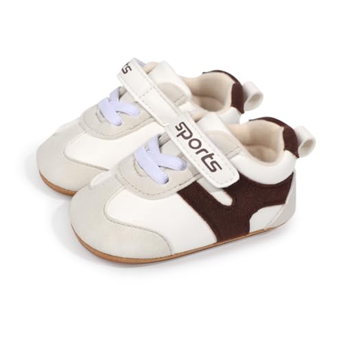Image of HsdsBebe Baby Boys Girls Pu Leather Hard Bottom Walking Sneakers Toddler Rubber Sole First Walkers Infant Cartoon Slippers Crib Shoes