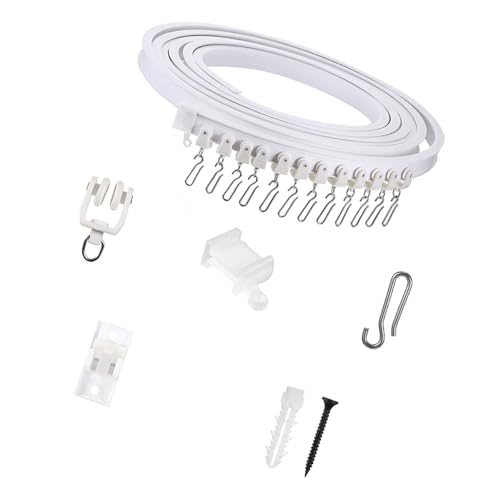 Xinsheinelry Multipurpose Bendable Curtain Rails Kits Flexible Ceiling Track with Rollers Set for Privacy Home Decors