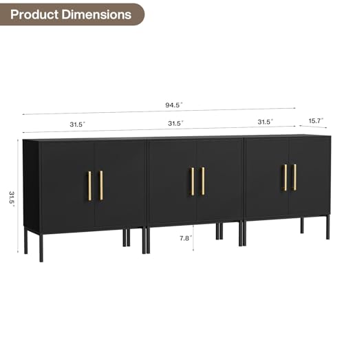 Carpetnal FH0007BK3 Set Of 3 Accent Storage Cabinet thumb #1
