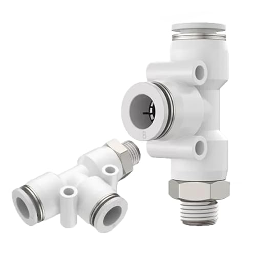 Connecteur pneumatique blanc PD raccord en T filetage PT1/2 pour tuyau PU 10mm