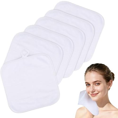 Microfiber Facial Cloths Fast Drying Washcloth 8inch x 8inch White 6 pack
