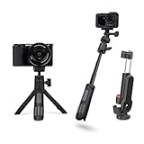 YINGSHIJIANG Portable Cell Phone Tripods & Desktop Tripod & Extendable Selfie Stick (18-45cm), 360° Phone Clip & Cold Shoe Mounts - for iPhone/Samsung/GoPro/DJI/Canon/Sony Cameras/Lights