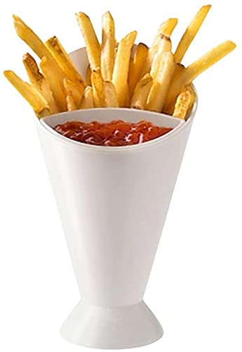 SOLDOUT™ Kitchen Potato Tool Salad Dipping Cup French Fries Fry Chips Cone Assorted Sauce Ketchup Jam Dip Cup Dishes & Plates (White, 16.6 x 9.7cm)