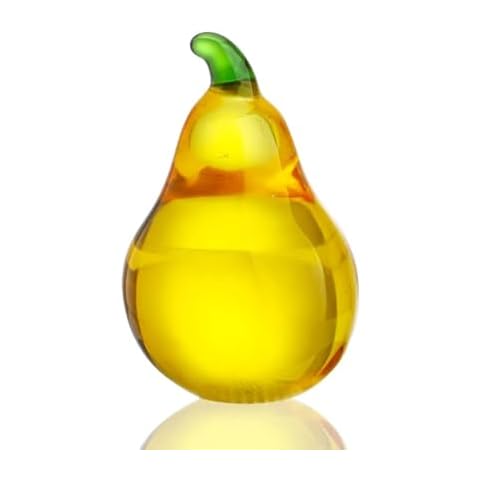 KRISININE Crystal Pear Figurines Collectibles Glass Fruits Decor for Office Tabletop Centerpiece Art Glass Paperweights Glass Fruits Decoration for Home Kitchen Gifts for Mum Cover