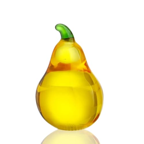 KRISININE Crystal Pear Figurines Collectibles Glass Fruits Decor for Office Tabletop Centerpiece Art Crystal Paperweights Glass Fruits Decoration for Mum