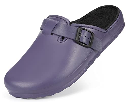 Zapatillas de Estar por casa para Mujer Invierno Zuecos Pelusa Forro CáLido Zapatos Memory Foam Antideslizante para Hombre Pantuflas,Violeta,EU 39 Cover