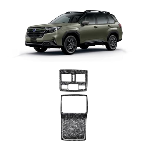 VKINGER 新型 スバル フォレスター SL系 パーツ アームレスト収納ケースパネル エアコン吹き出し口パネル センターコンソールパネル インテリアパネル 内装 カスタム パーツ アクセサリー (クラッシュカーボン調, エアコン吹き出し口+センターコン