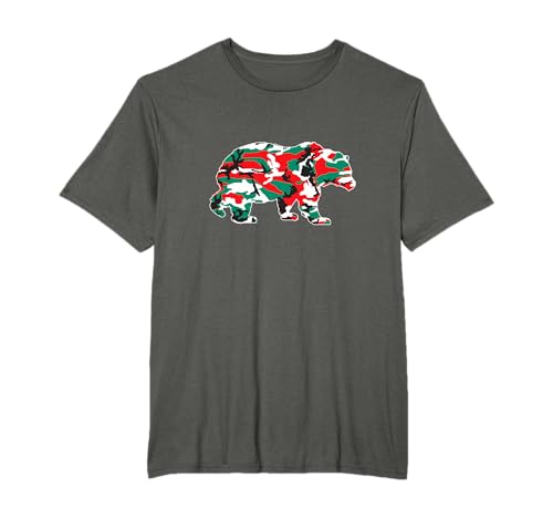 Christmas Camo Bear Red Green White Camouflage Pajama Family T-Shirt