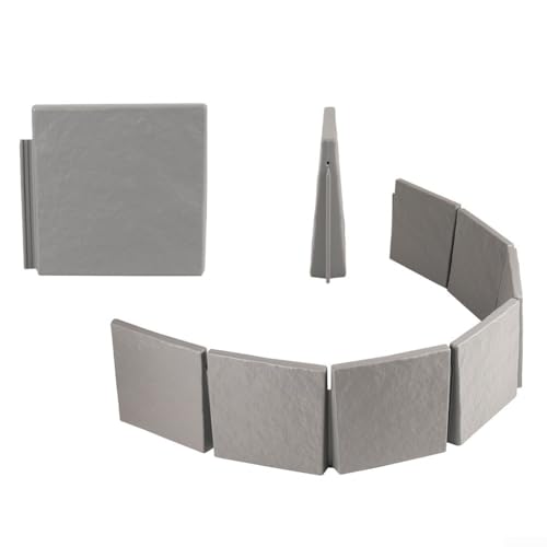 Bordure de jardin imitation pierre gris clair, bordure de jardin effet pierre pavée, bordure de jardin pour aménagement paysager extérieur et protection des...