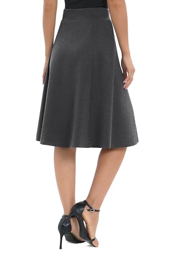 Image of Urban CoCo Women's A-Line Elastic High Waist Flare Work Midi Knee Length Stretchy Skirt