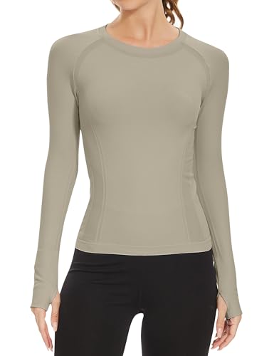 Image of MathCat Workout Shirts for Women Long Sleeve, Workout Tops for Women, Quick Dry Gym Athletic Tops,Seamless Yoga Shirts XS-XL