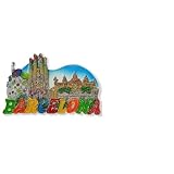 A-ONE Imán fotográfico 3D de regalo de Barcelona con la Sagrada Familia Casa Batlló España, 1 pieza + parche bordado de monumento de torero, 1 unidad, imán turístico para nevera, parche de