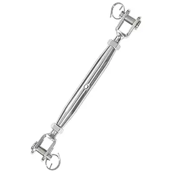 Jamiikury M12 Jaw Jaw Turnbuckle Stainless Steel Jaw and Jaw Turnbuckle, Jaw Jaw Closed Body Marine Turnbuckle Jaw, 11000lbs Working Load Limit, Durable for Wire Rope Cable