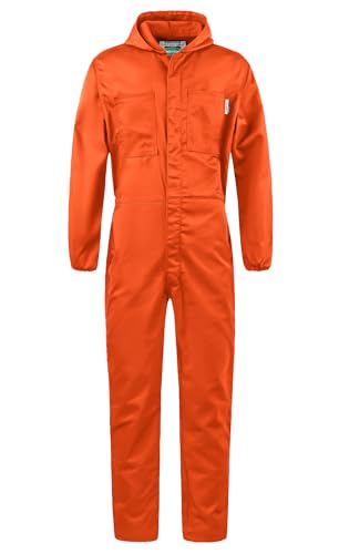 Yukirtiq Mono de Trabajo para Hombre Competición Coche Traje de Mecánico Manga Larga Con Capucha, Naranja, M