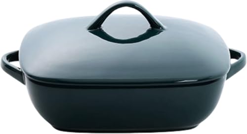 Zdaqian グラタン皿 大皿 ぐらたんざら 皿 食器 陶器 耐熱 蓋付きセラミックグラタン皿 大サイズ 耐熱性 多機能ディッシュ パスタ チーズベーキング オーブン 電子レンジ 食洗機対応 家庭用 (四角,グリーン)