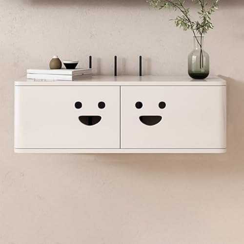 Wall Mounted WiFi Box Hider - Solid Wood Storage Shelf, Stylish Cable Organizer for Home, Office, Bedroom & Living Room - Invisible Design for Clutter-Free Spaces