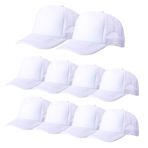 Image of 10 Pack of Blank Trucker Hat Bulk Mesh Cap Men and Women Baseball Cap DIY Graffiti Hot Stamping Duck Tongue Cap