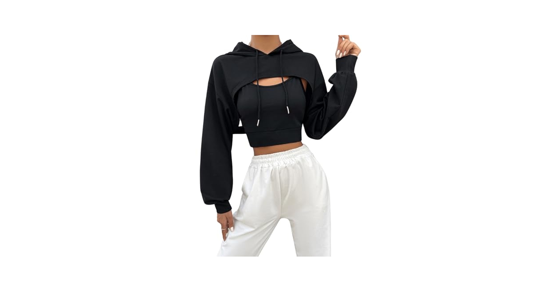 GORGLITTER Women's Cropped Hoodie Sweatshirt Long Sleeve