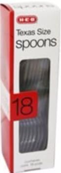 HEB Cucharas de plástico transparente tamaño Texas (cucharada) de 8.25 pulgadas de largo, (8 cajas de 18, total de 144)