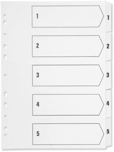 Q-Connect KF01527 Index A4 Multi-Punched 1-5 Reinforced Board Clear Tabbed KF01527 - White