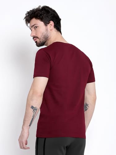 Image of BEYOUNG Cotton Regular Fit Plain T-Shirt for Men | Flexible Round Neck | Casual T-Shirt | Solid T-Shirt | Half-Sleeves | Stylish T-Shirt