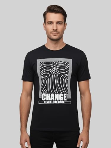 Image of Dollar Club Men's Cotton Round Neck Printed T-Shirt Black