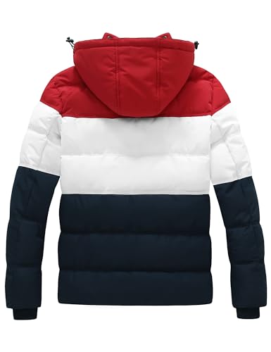 Image of Wantdo Men's Hooded Winter Coat Warm Puffer Jacket Thicken Cotton Coat with Removable Hood | 10000mm Waterproof,Removable Hood,Windproof,Outside Work,Gift for Men,Machine Washable,Quilted