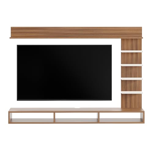 Image of FURNEASER Eplus Engineered Wood Wall Mount TV Unit /TV Stand /TV Cabinet /TV Entertainment Unit /Set Top Box Stand (Ideal for 50-55 Inch) (D.I.Y) (Exotic Teak & White)
