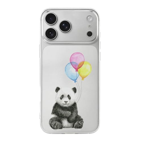 iPhone17ProMax用ケース 萌え 水彩スカル パンダ カラフル 風船 いPhone17ProMax用ケース アイフォン17ProMax用カバー スマホケース 透明 TPUバンパー 薄型 軽量 おしゃれ ワイヤレス充電対応
