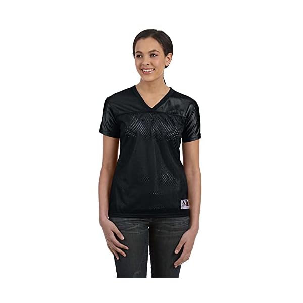 Augusta Sportswear Women's Standard Junior Fit Replica Football Tee, Black, Large