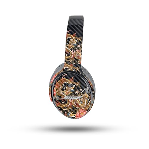 Image of MightySkins Carbon Fiber Skin Compatible with Bose QuietComfort 35 II Headphones - Stitch Dragons | Protective, Durable Textured Carbon Fiber Finish | Easy to Apply