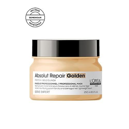 Foto von L'Oréal Professionnel Reparierende Haarmaske für strapaziertes und trockenes Haar, Mit Quinoa, Serie Expert, Absolut Repair Gold Maske, 250 ml