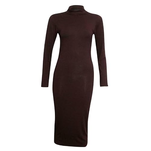 Image of Prime fashions Women’s Long Sleeve Ladies Polo Turtle Neck Midi Maxi Summer Bodycon Dress – Modern Pain and Multi-Purpose Dress (as8, Alpha, s, m, Regular, Regular, Chocolate)