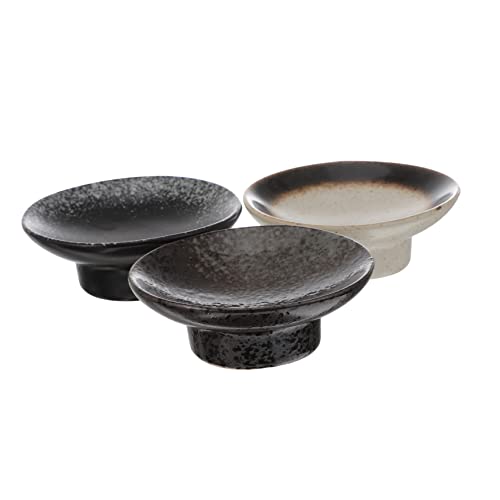 Unomor 3 Pcs Snack Plate Dipping Bowl Sushi Plate Kitchen Tableware Condiment Storage Dish Restaurant Tasting Plate Seasoning Plate Japanese Sauce Dish Appetizer Plates Ceramics re-usable