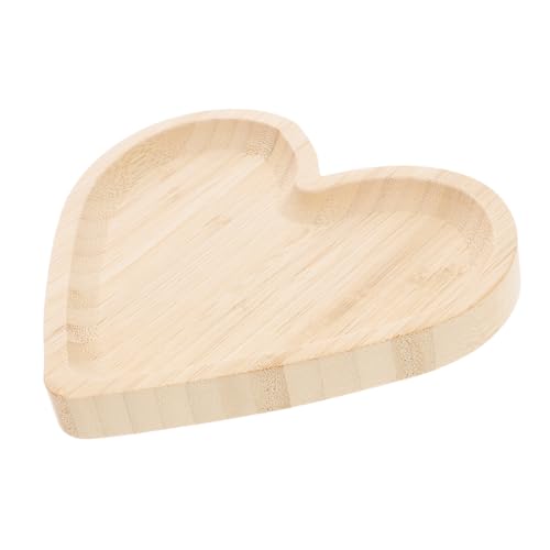 LIFKOME ハート型木製トレー 小型スナックプレート 食品用デザート皿 多目的果物皿 キッチン収納兼用 耐久性高く滑らかな表面で快適な使用
