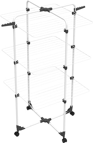 Vileda Modular 3 | Turmwäscheständer mit 3 Ebenen | modulares Gelenk | leicht zu bewegen | für Innen und Außen | klappbar
