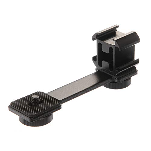 FocusFoto Triple Cold Shoe Mount Converter Microphone Mic Stand and Led Video Light