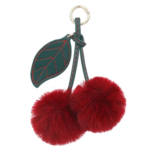 Enwye Porte-clés Pompon Mignon Cerise Porte-clés Accessoires Moelleux Cerise Sac Charmes Sac À Main Charmes Voiture Sac Charme Sacs À Main Pendentif