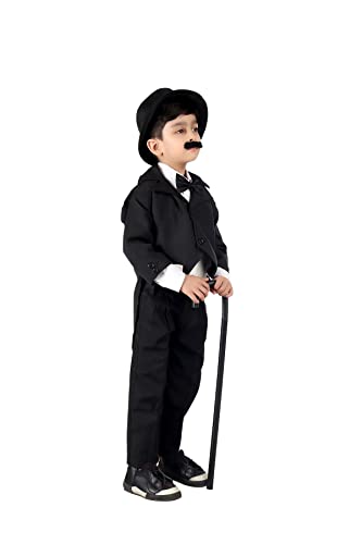 Image of BookMyCostume Charlie Chaplin Dress for Boys | Comic Character Fancy Dress Costume | Charlie Chaplin Costume for Kids | With Stick 10-12 years