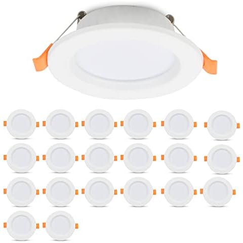 Tubiaz LED Einbaustrahler Flach 20x 5W LED Deckenspots Kaltweiß 6500K 400LM LED Einbauleuchten IP44 LED Spots Cover