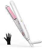 Terviiix Mini Flat Iron, Portable Travel Flat Iron, Tourmaline Ceramic Mini Hair Straightener, Small Flat Irons for Short Hair, Bangs, Edges, Mini Hair Curler, 3 Temp Mode, Dual Voltage Auto-Off, 1/2'