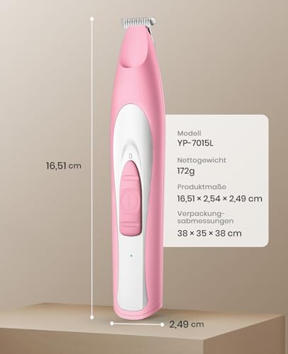 oneisall Pfotentrimmer für Hunde mit LED-Licht, Leiser Hundepfoten Trimmer Paw Trim Pro dr Pfoten, Wiederaufladbar Schermaschine Hund Hundeschermaschine für Pfoten, Augen, Ohren, Gesicht (Rosa)