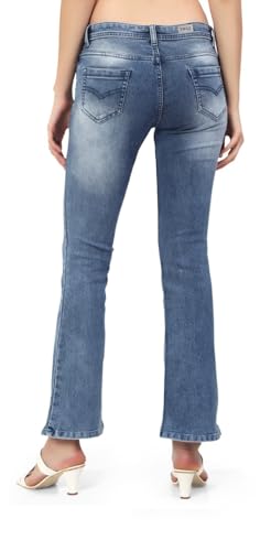 Image of TWGE - Women's Mid Rise Bootcut Jeans - Single Button, Stretchable Denim Pants - Ankle Length - Stylish Casual Wear