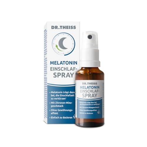 Dr. Theiss Melatonin Einschlaf-Spray | 30ml | Hilfe bei Einschlafproblemen | Mit Melatonin & Passionsblumenextrakt | Vegan und ohne Zucker | Zitronen-Minzgeschmack