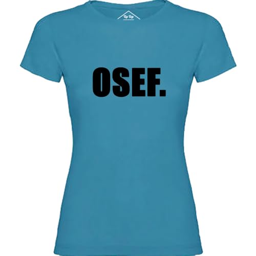 T-Shirt Femme OSEF Bleu en coton bio col rond décontracté