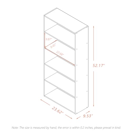 NELYE Basic Open Shelf Bookcase - 5-Tier Wooden Cube Storage Shelves Split Bookshelf, White