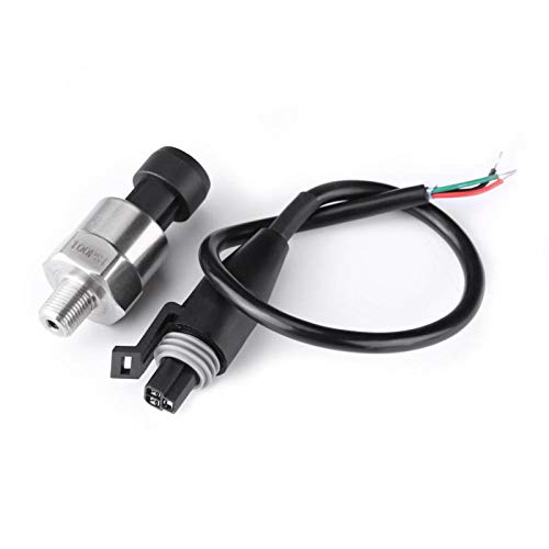 Transductor de presión, Sensor de presión de Acero Inoxidable con Rosca NPT de 1/8 'para Aceite, Combustible, Aire, Agua(100PSI)